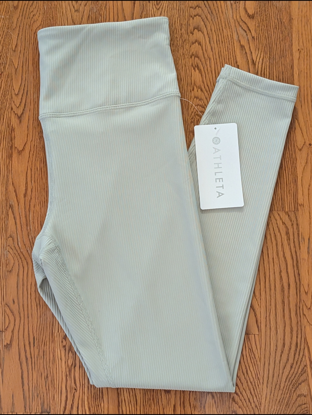 Athleta Elation Rib Tight Buff Gray Athletic Leggings